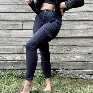 Womens Levi's - 721 Black High Rise Skinny Cropped Utility Jeans - size 28